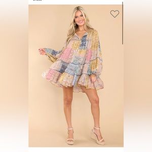 Sunshine And Sweetness Taupe Multi Patchwork Dress